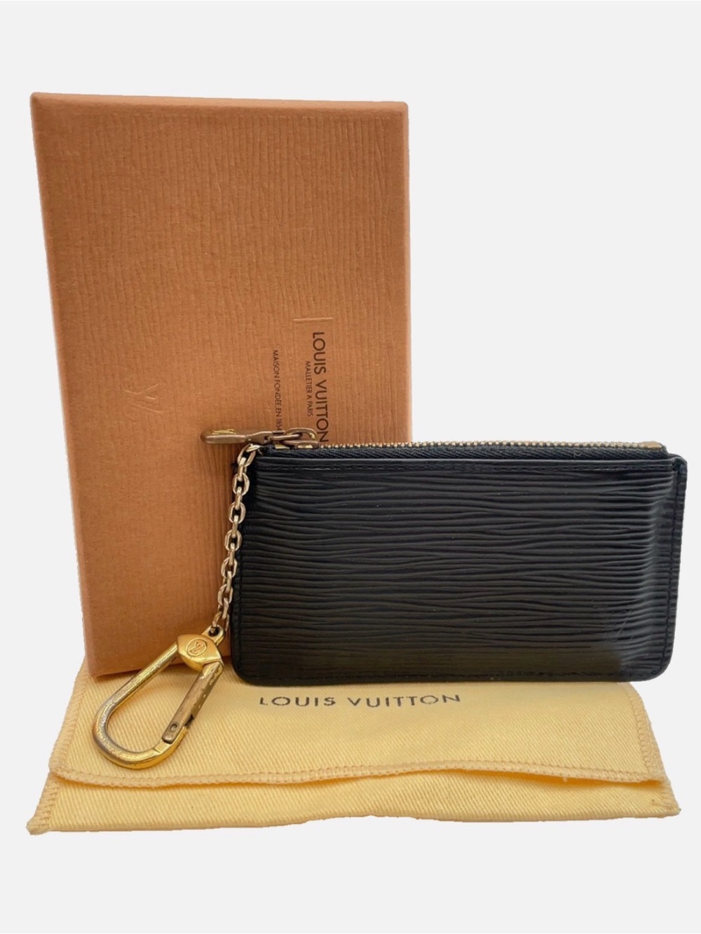 Authentic Louis Vuitton Epi Leather Noir Coin Purse / Key Pouch w Box
